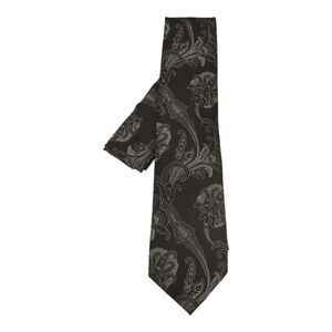 MEN'S FRATELLO TIE & HANKY SET BLACK AND SILVER PAISLEY PATTERN.